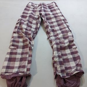 Burton Women's XS Snowboard Pants Mauve Plaid Stow Cargo Pant.